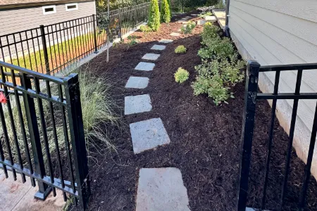 Small Pathway Constructed With Large Paving Stones.